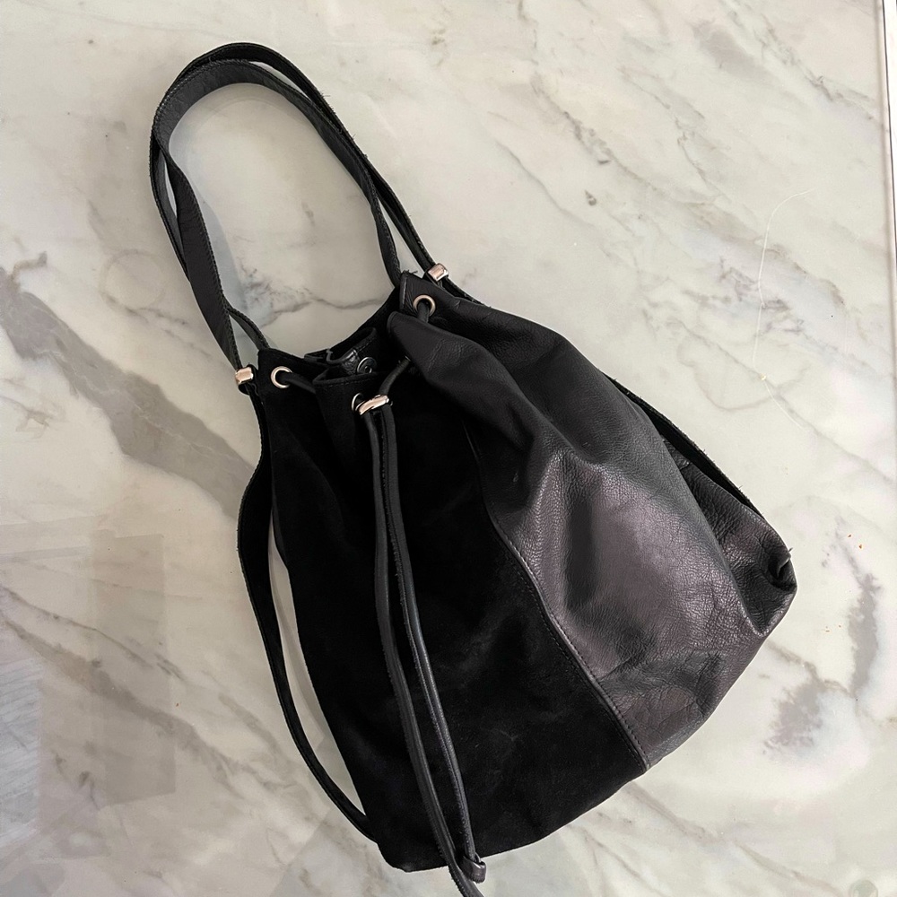 Owen Barry Convertible Leather Draw String Backpack/Shoulder Bag